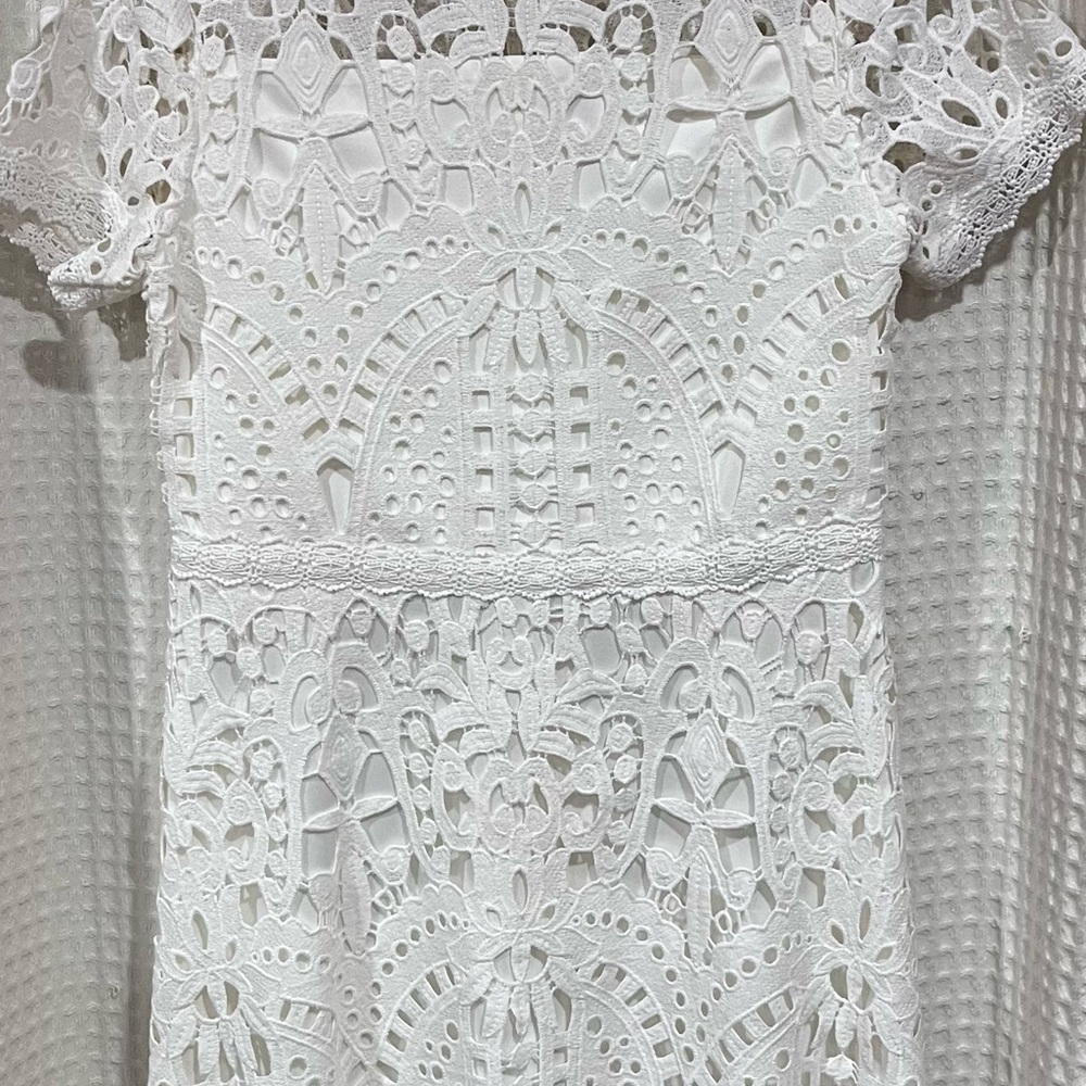 Girls (Size 16) Elegant Cream (off-white) Eyelet Dress with Full Slip Lining - Picture 11 of 12